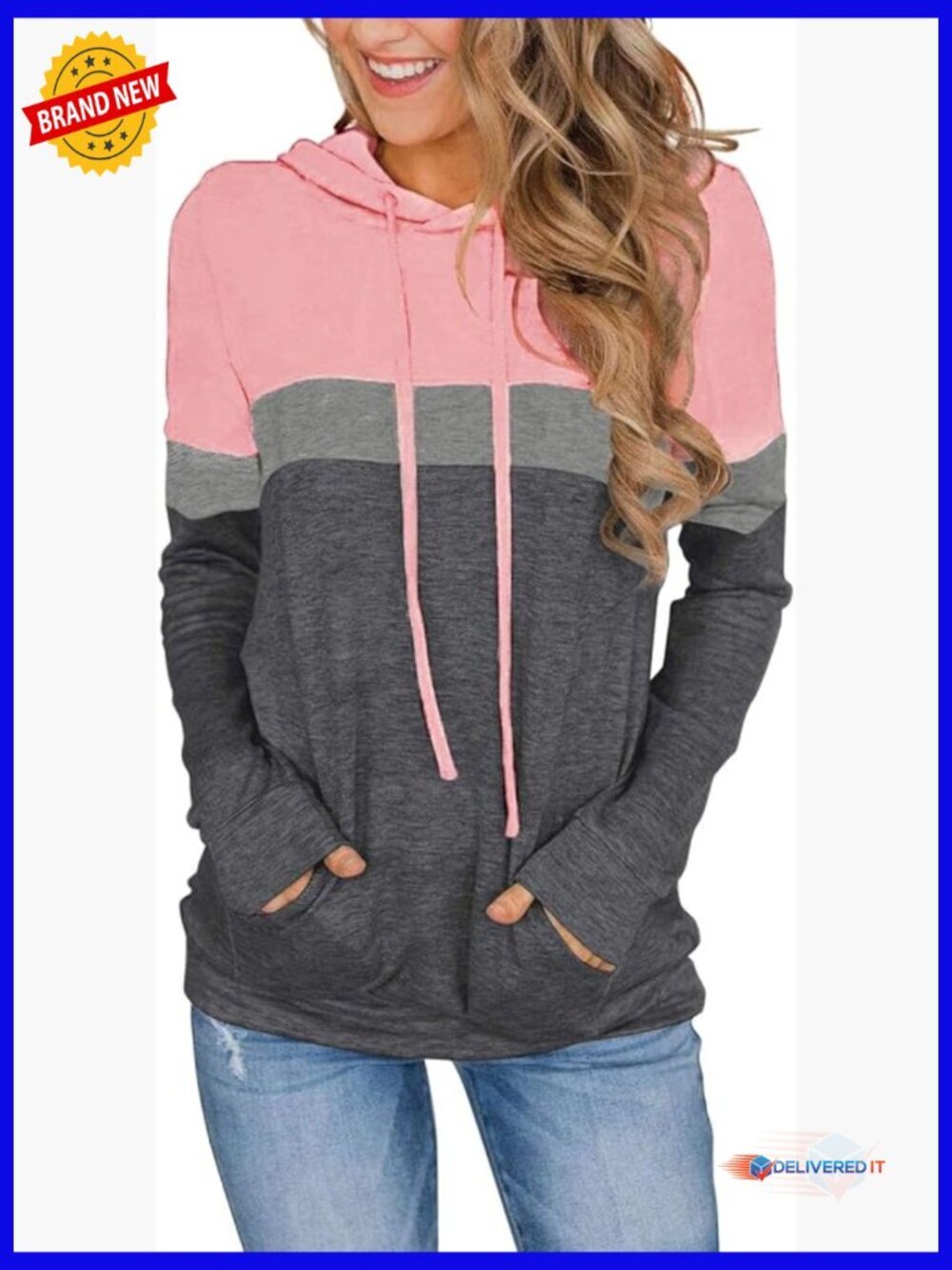 Lightweight Long Sleeve Hoodie Pullover Sweatshirt with Kangaroo Pocket